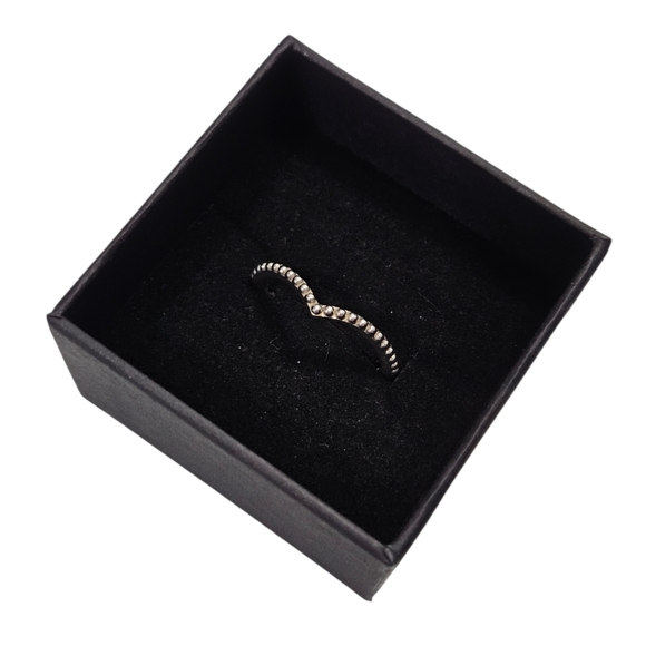 Pandora Chevron Stacking Ring Size 56 US 7.5 Sterling Silver - Picture 2 of 5
